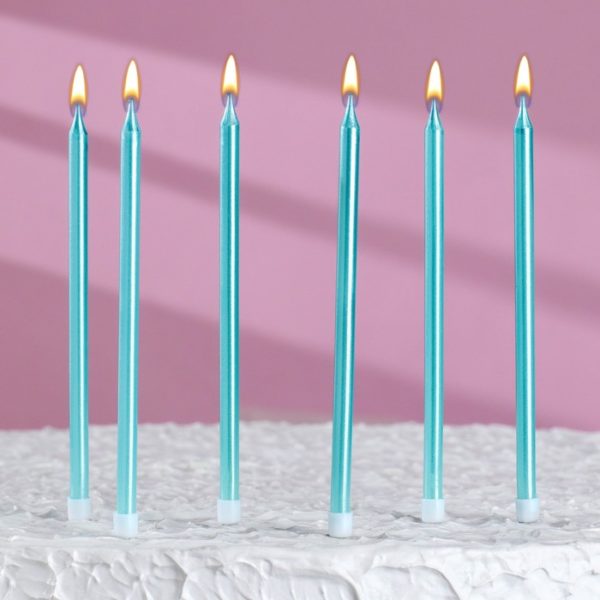 Свечи для торта Классик Голубой 13см 6шт 0937