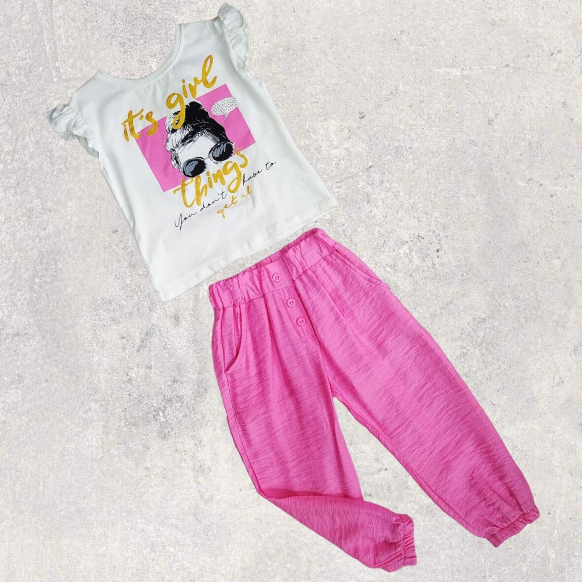 Комплект MUNDO футболка, штаны (2-5 лет.92-110. дев. розовый) 2528